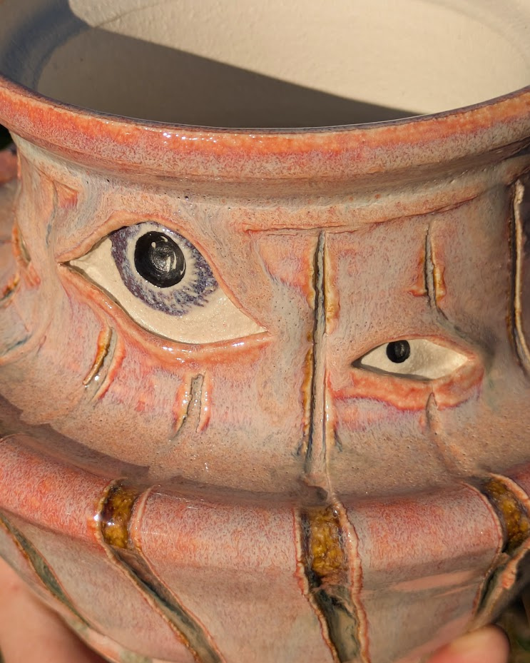 Expressive Crying Flower Pot : Handmade Emotional Art