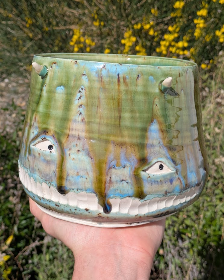 Expressive Crying Flower Pot : Handmade Emotional Art