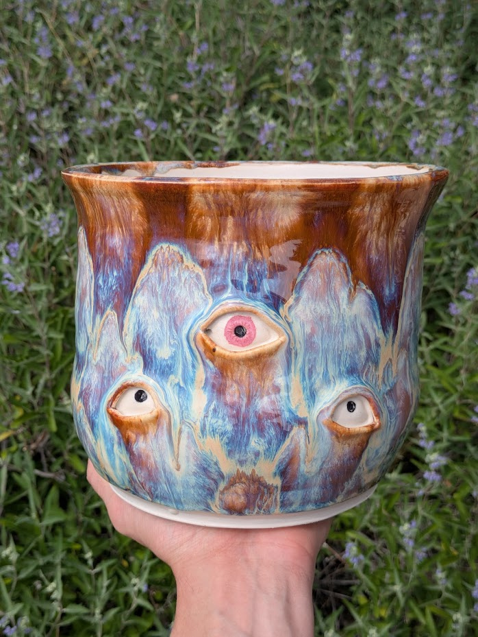 Expressive Crying Flower Pot : Handmade Emotional Art
