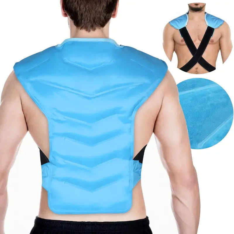 Large Ice Pack for Shoulder and Back – Reusable Full Back Cold Compression Wrap