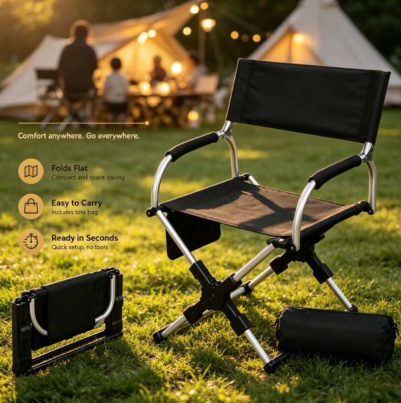 Quick-Open Camping Chair with Aluminum Alloy Frame