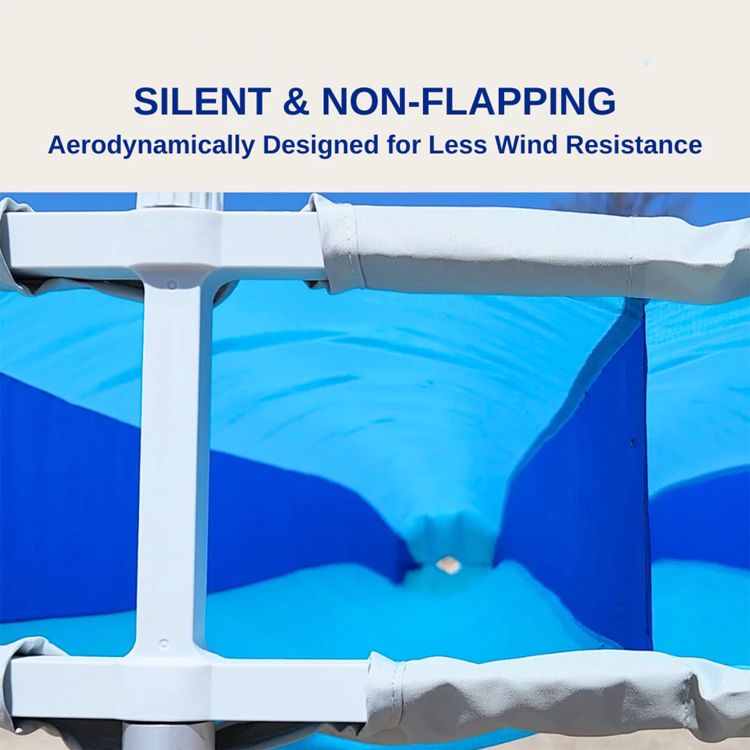 Wind-resistant, inflatable, silent beach sun canopy