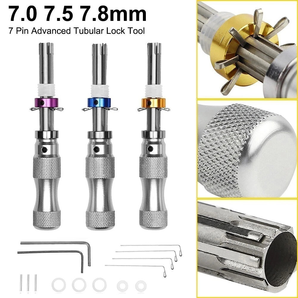 Tubular 7-Pin Lock Practice Tool Set – Stainless Steel Adjustable Tool