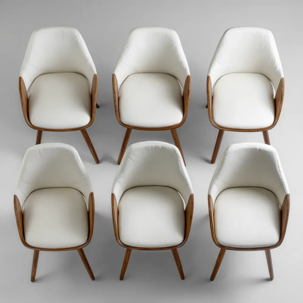 Conjunto de Sillas de Comedor Tapizadas 50x55x85 cm - Madera Moderna Blanca