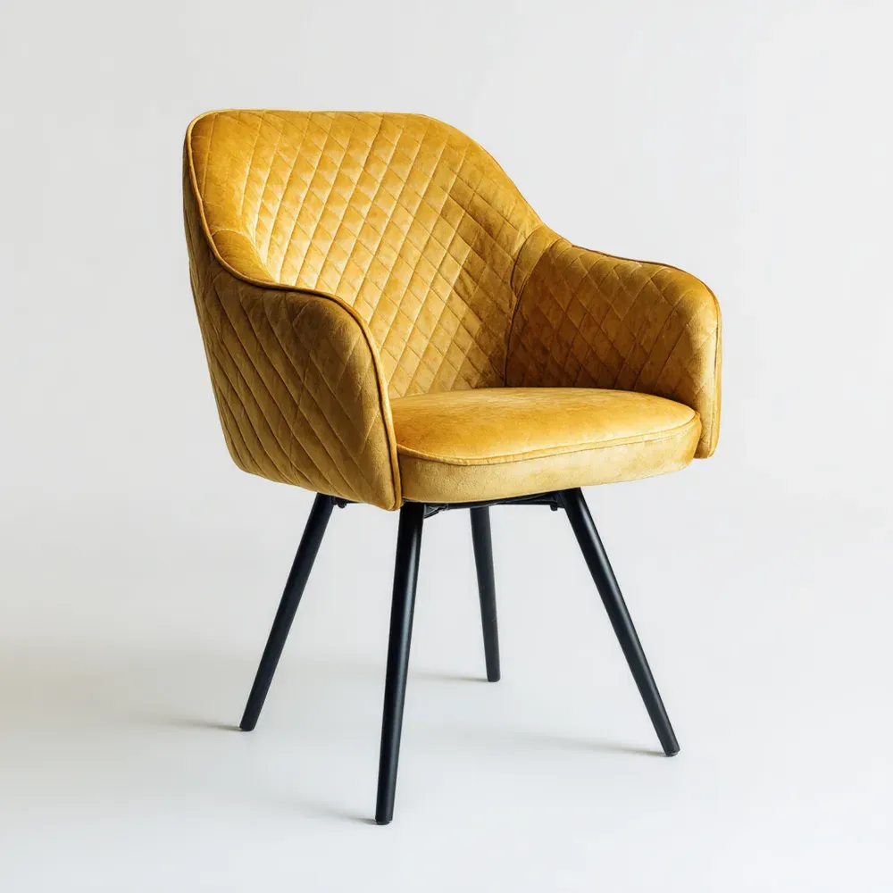 Silla de Comedor Acolchada Terciopelo 60x60x80 cm - Mostaza - Diseño Moderno