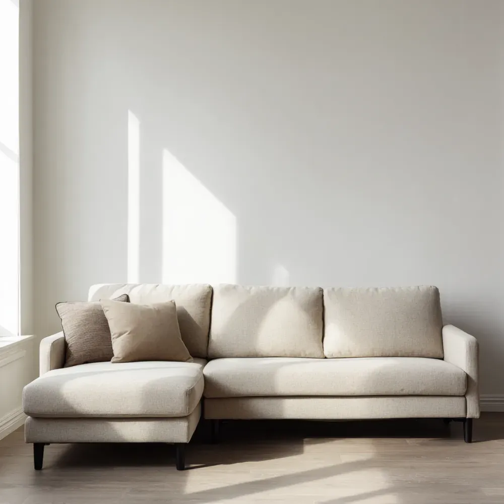 Sofá seccional tapizado en tela 250x90x85 cm - Beige - Diseño moderno