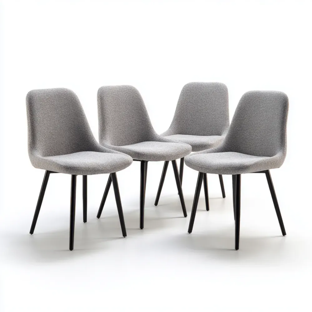 Sillas de Comedor 50x50x85 cm - Tapizadas en Tela - Gris Claro - Diseño Contemporáneo