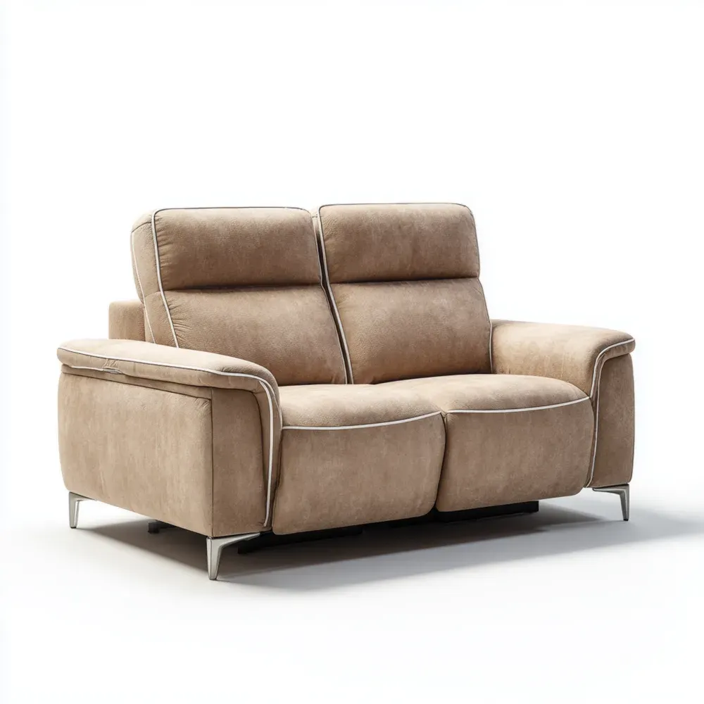 Sofá reclinable de dos plazas 150x90x100 cm Cuero sintético – Beige – Estilo moderno