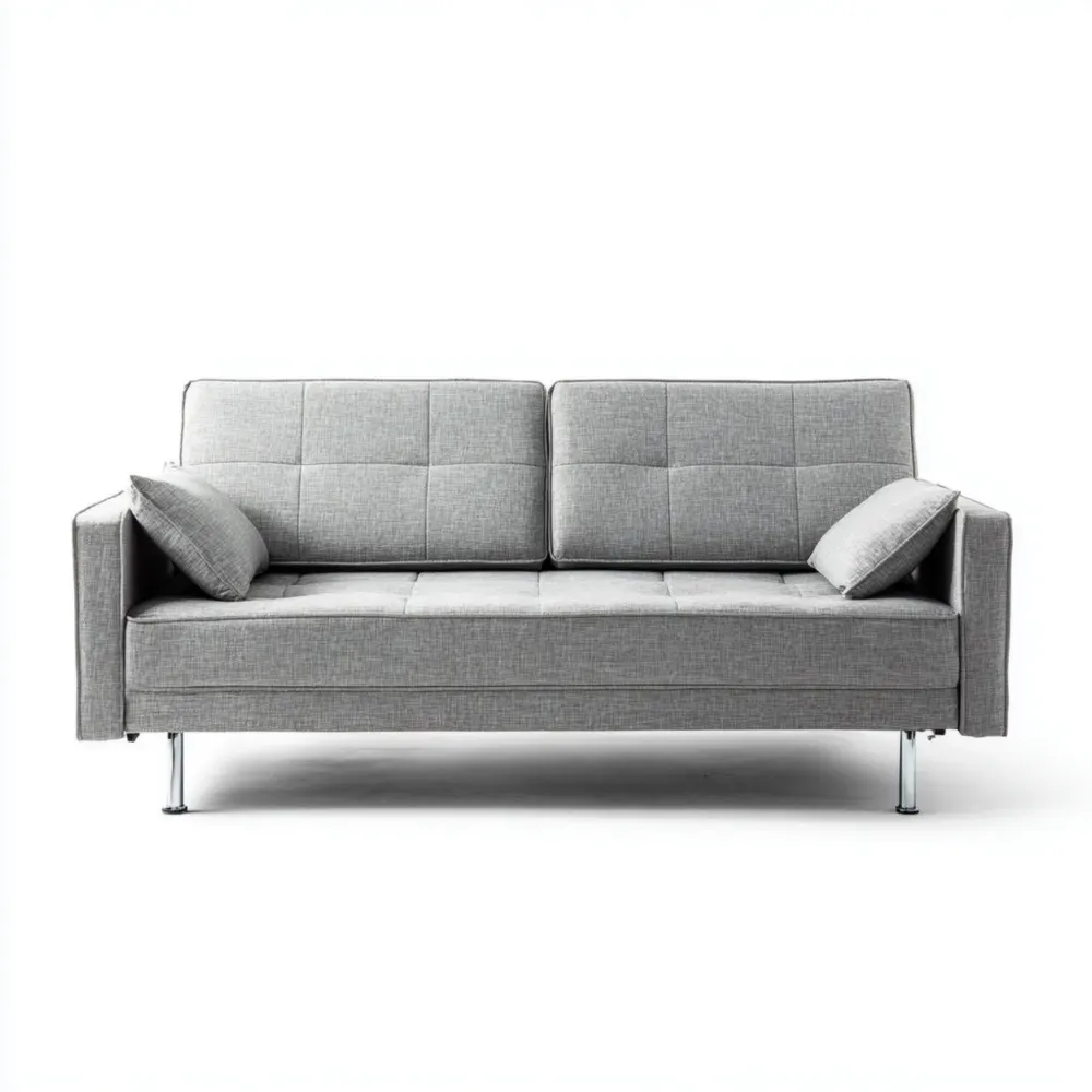 Sofá cama tapizado en tela 190x90x80 cm - Gris claro - Estilo moderno