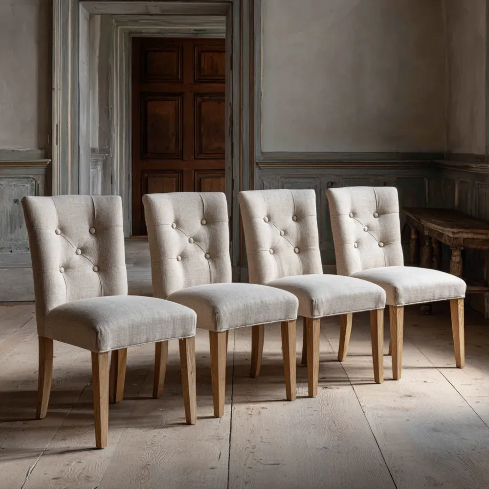 Sillas de comedor tapizadas 45x55x90 cm - Beige - Diseño clásico