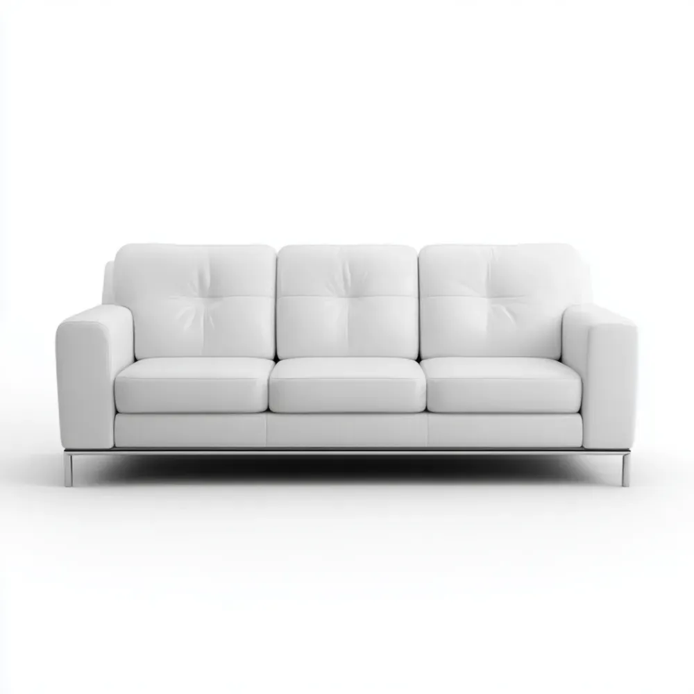 Sofá de 3 plazas de Cuero 200x90x85 cm - Blanco - Diseño Contemporáneo