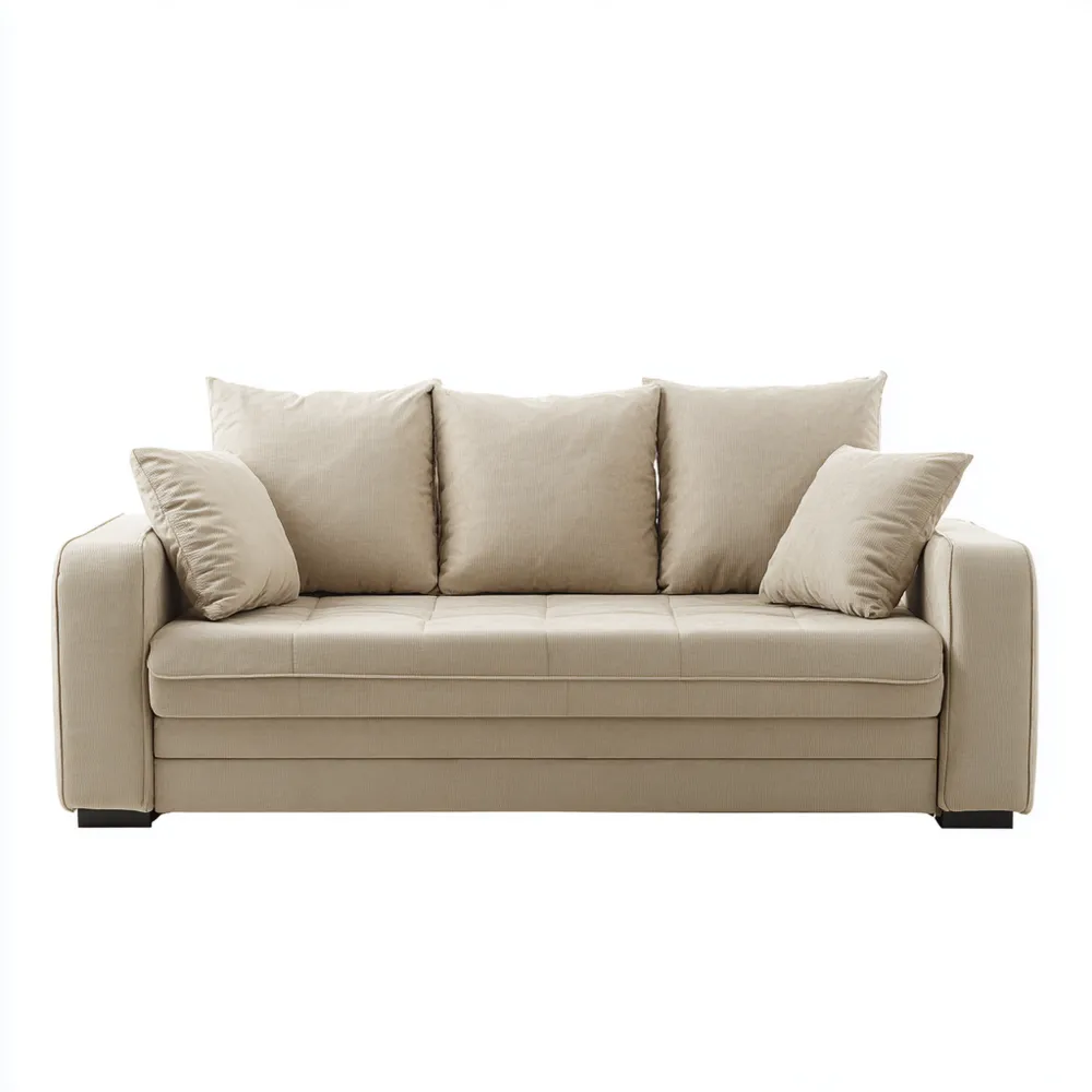 Sofá tapizado de tela 200x90x85 cm – Beige – Diseño moderno