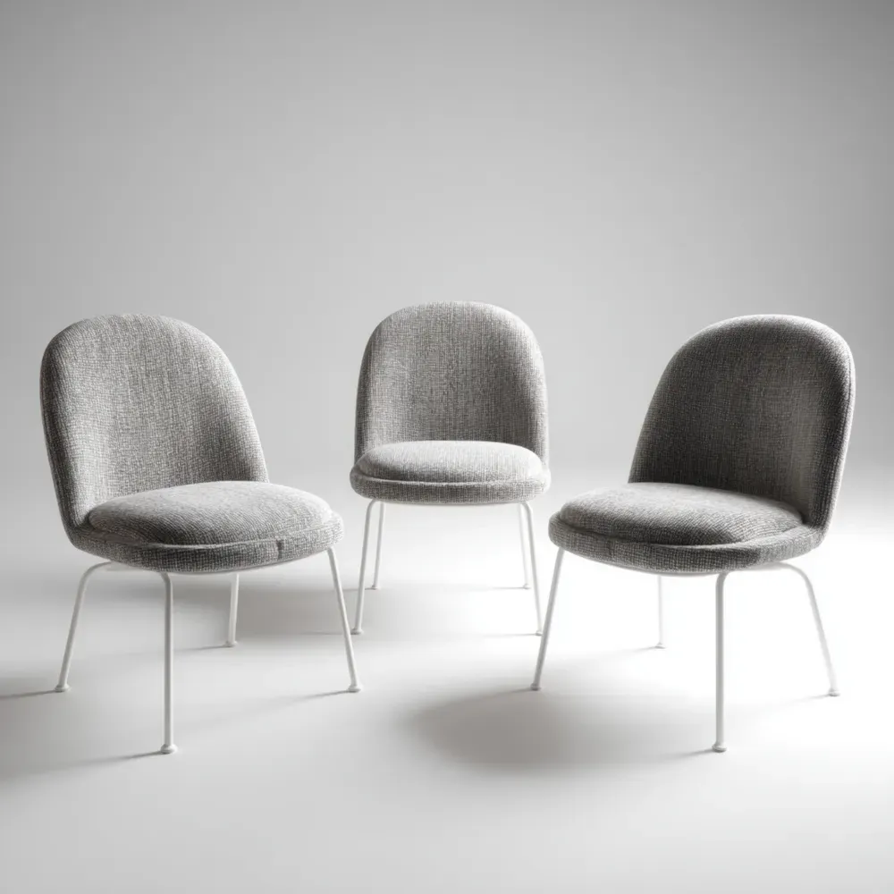 Juego de sillas de comedor tapizadas 45x55x85 cm - Gris Claro - Diseño contemporáneo