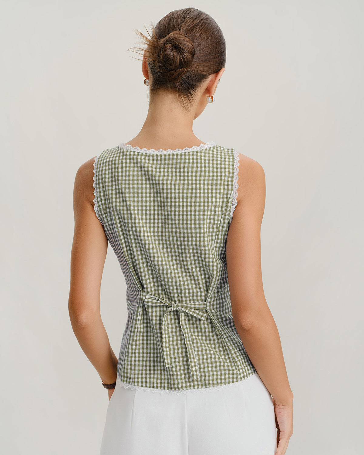 Brown Plaid Single Breasted Vest