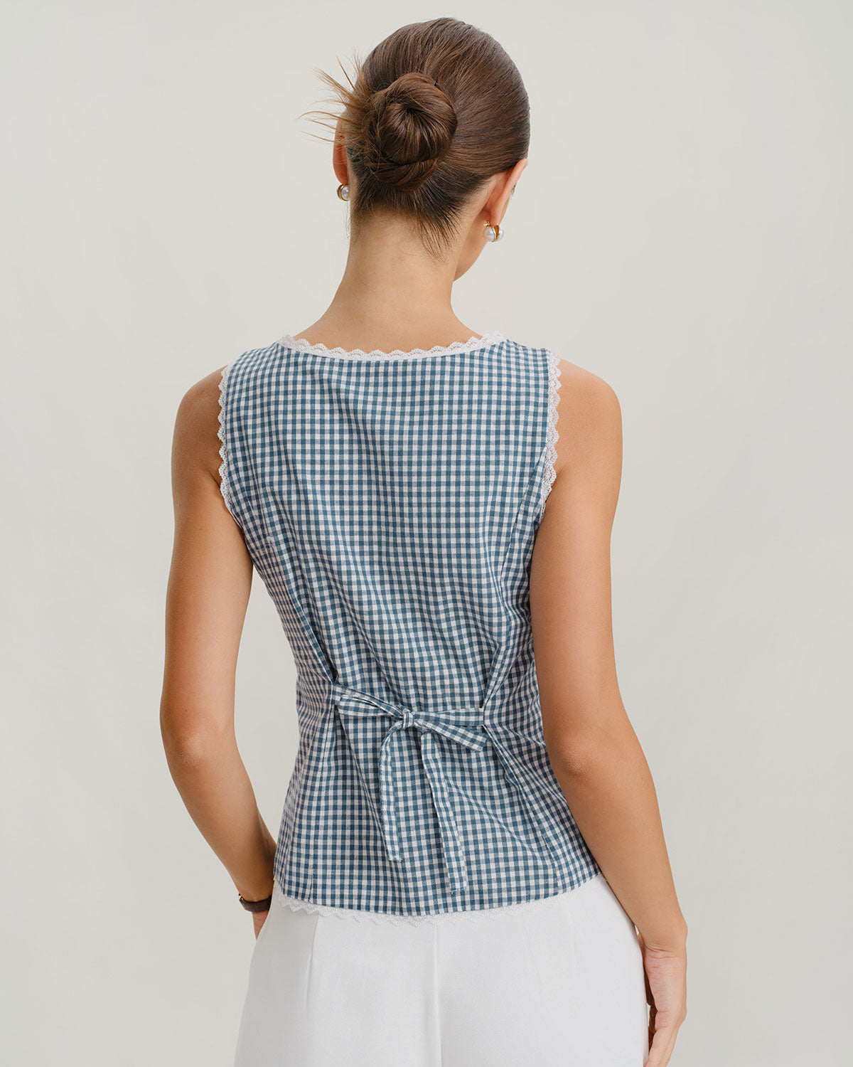 Brown Plaid Single Breasted Vest