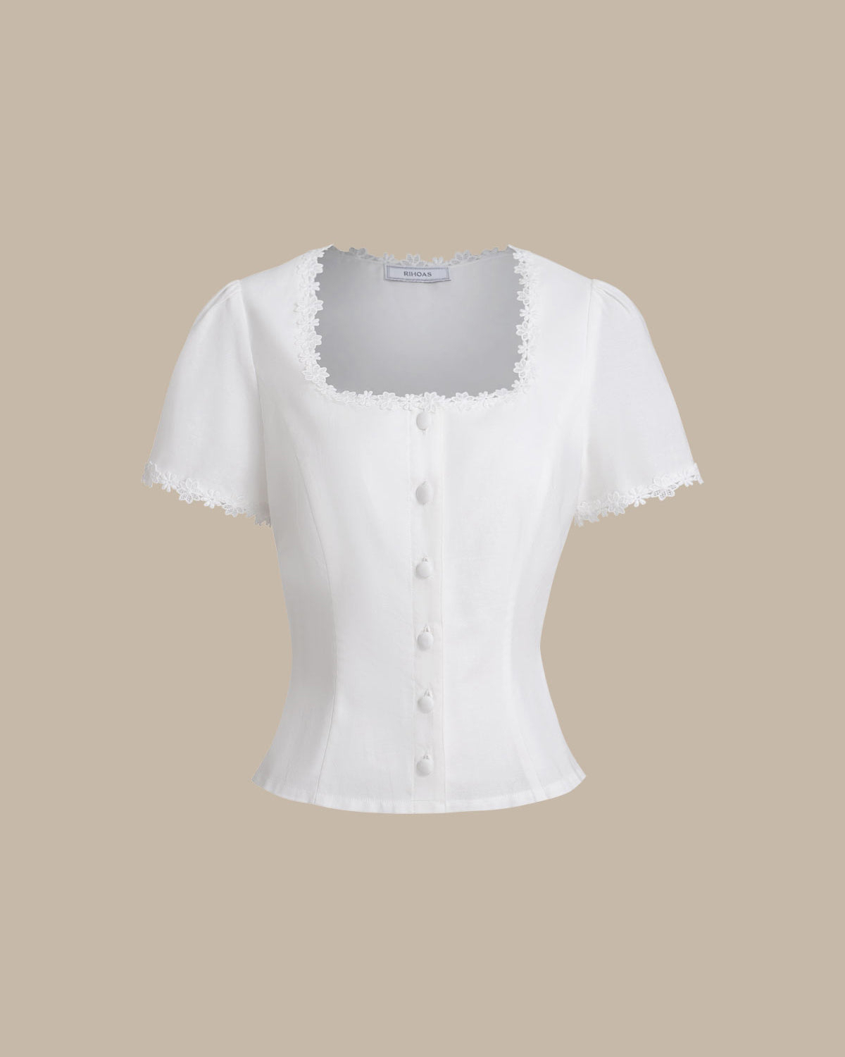 Navy Square Neck Button Blouse