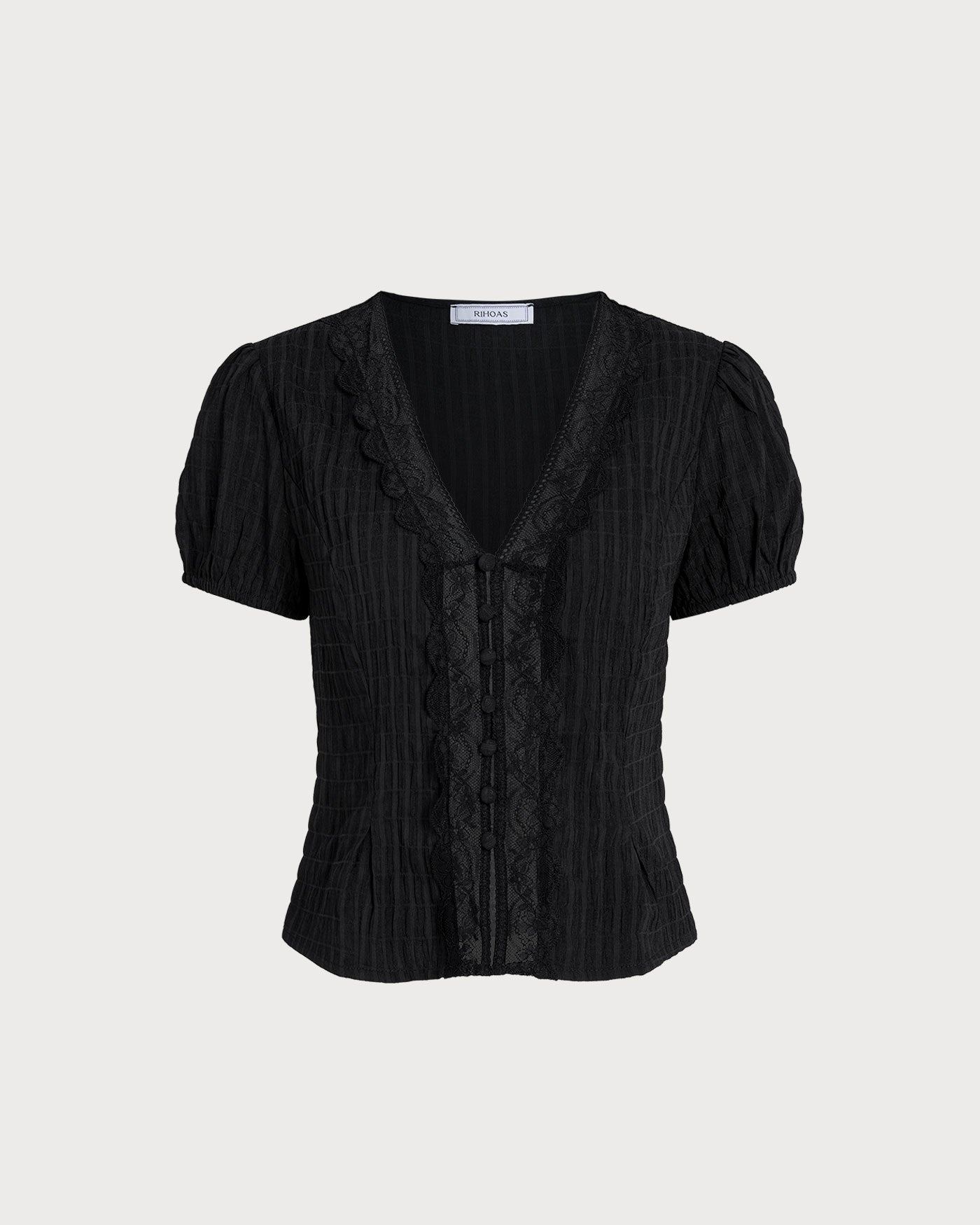 Jacquard Lace Button Blouse