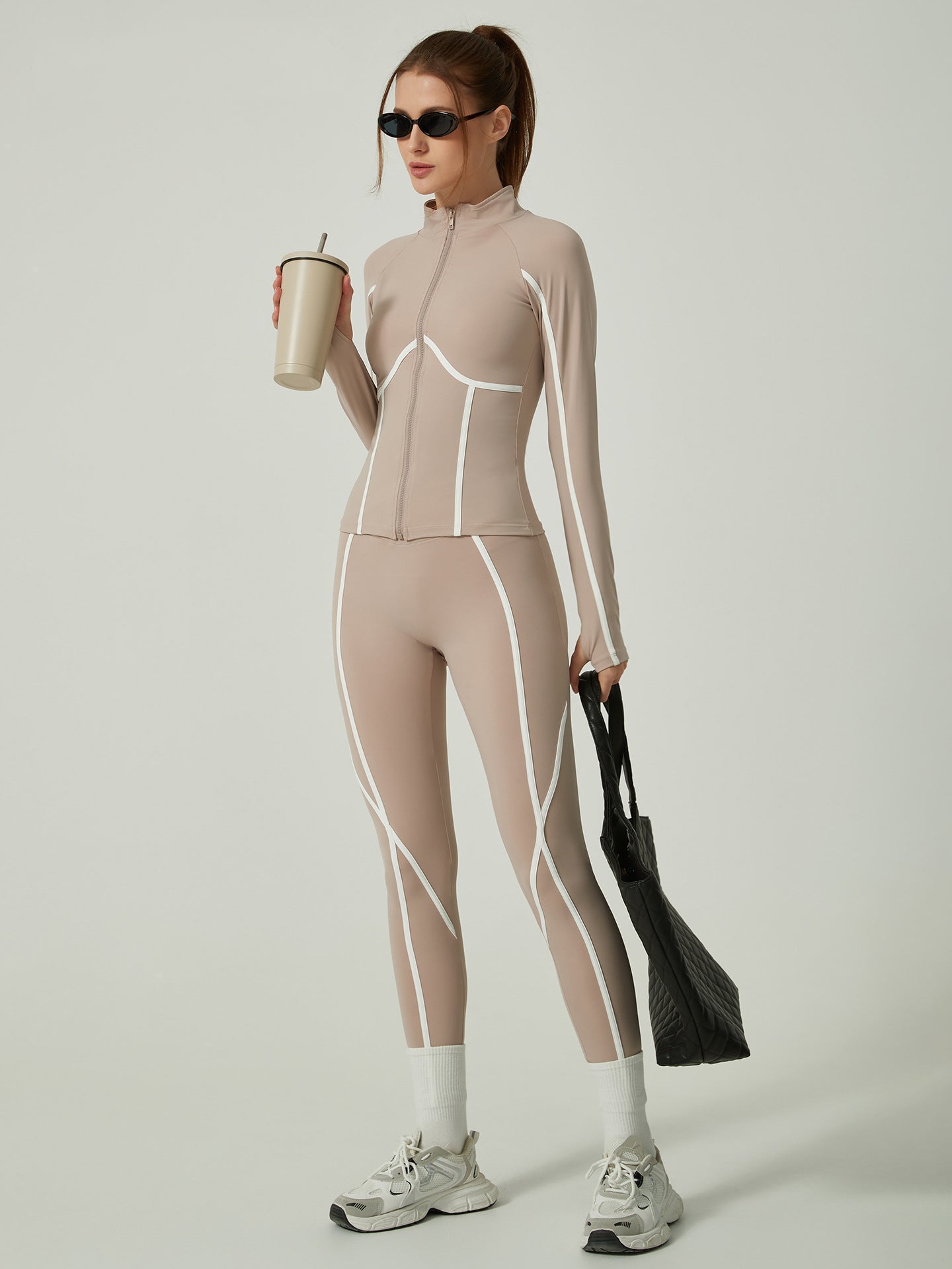 Casual Sporty Color-Blocked High-End Jacket Long-Sleeve Pants Yoga Suit