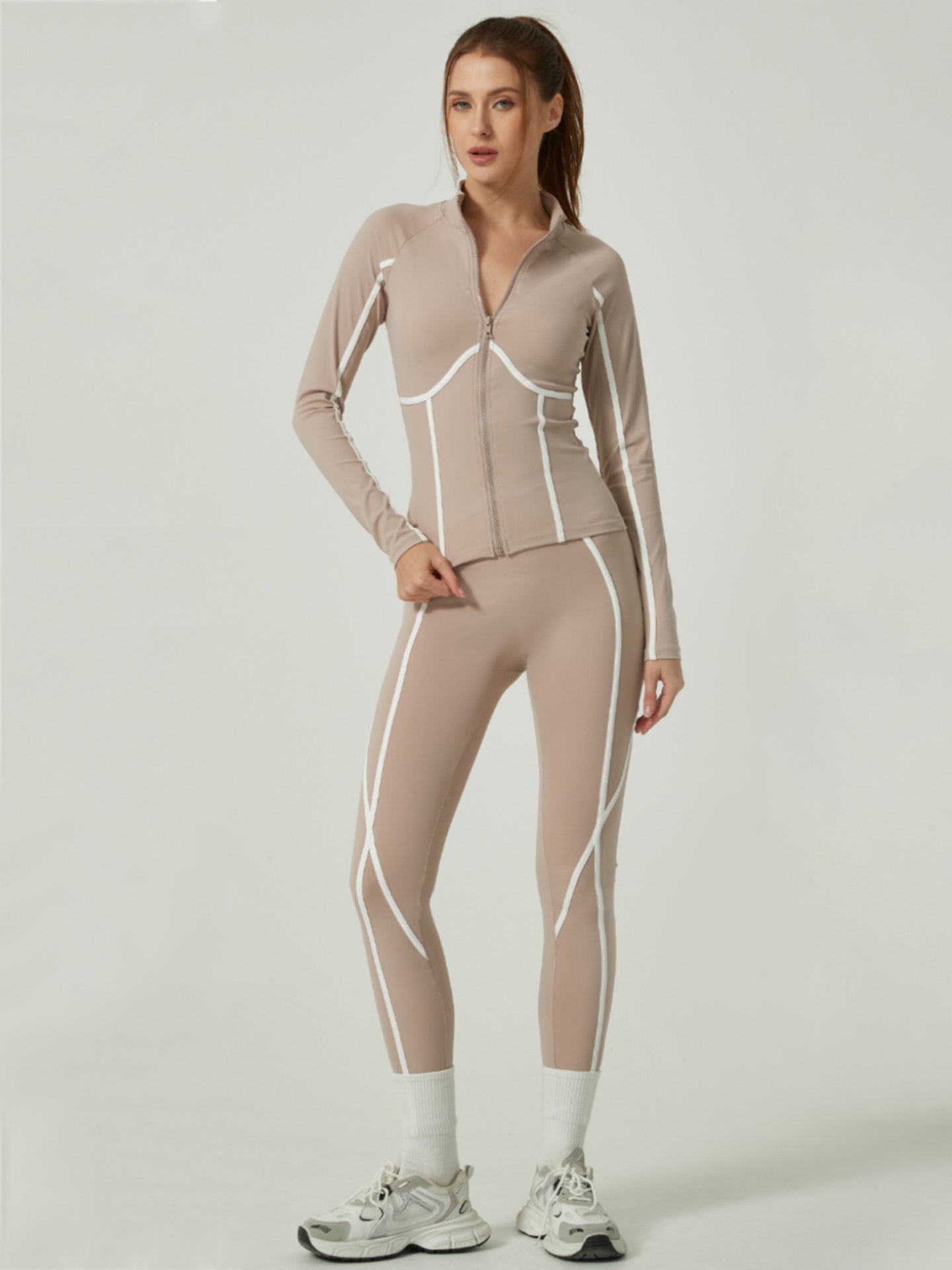 Casual Sporty Color-Blocked High-End Jacket Long-Sleeve Pants Yoga Suit
