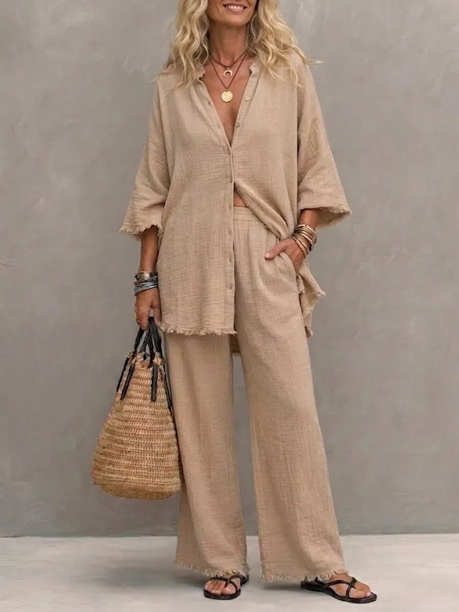 Women's Casual Simple Vintage Cotton-linen Set