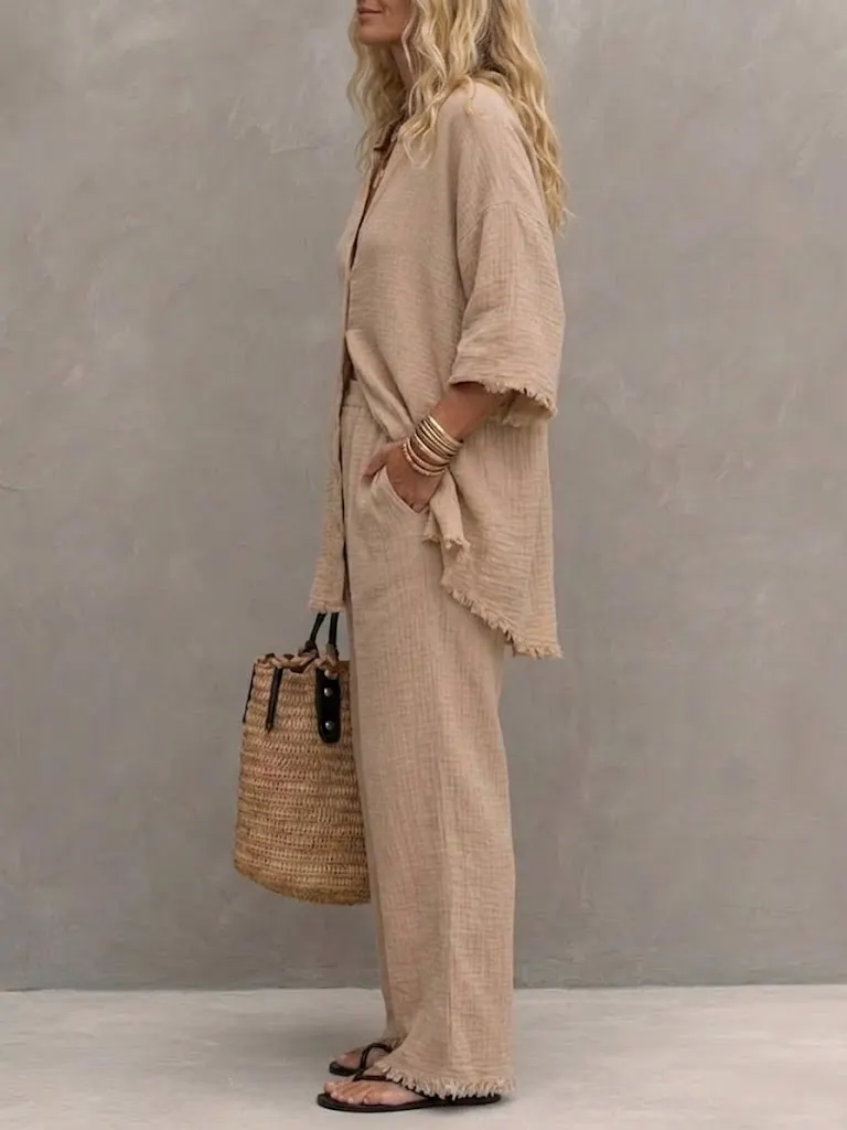 Women's Casual Simple Vintage Cotton-linen Set
