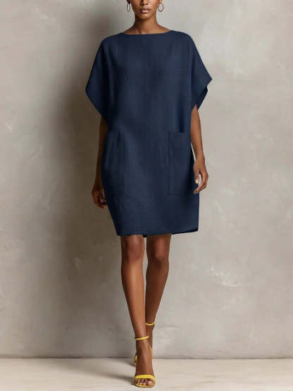Effortless Linen-Blend Shift Dress