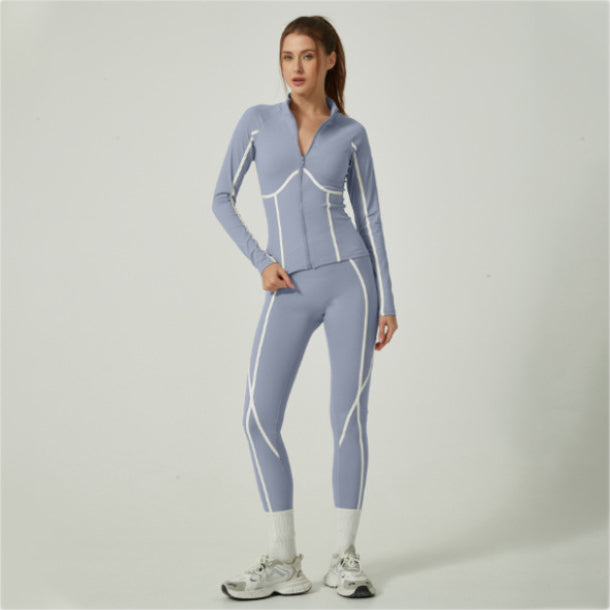 Casual Sporty Color-Blocked High-End Jacket Long-Sleeve Pants Yoga Suit