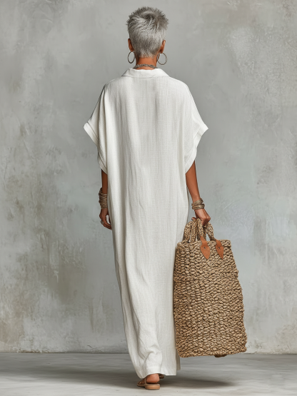 Women's Minimalist Loose-fitting Shirt Maxi Dress