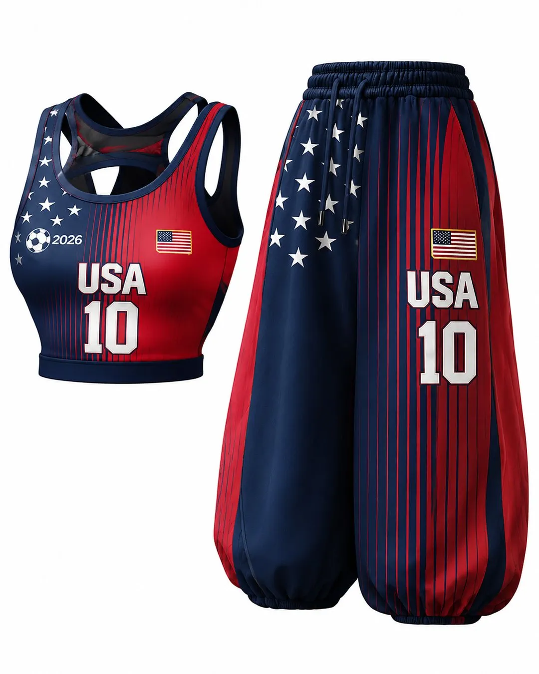 Women'S American Football Print Sports Vest And Pants Two-Piece Set