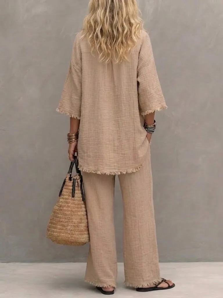 Women's Casual Simple Vintage Cotton-linen Set
