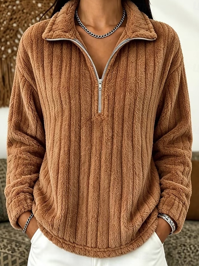 Women's Zip Up Sweatshirts Plain Fashion Casual Print Long Sleeve Hooded Regular Tops