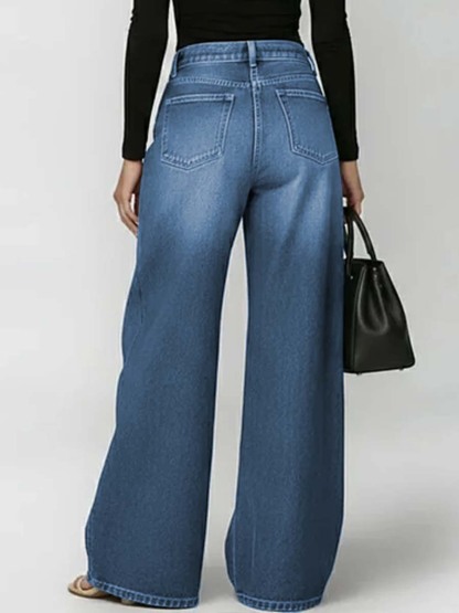 Women's Floral Art Print Casual Stylish Hollow Denim Pants