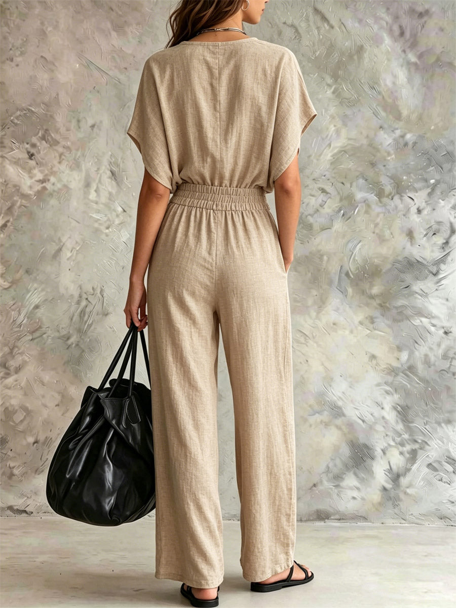 Women's Art Comfortable Casual Stylish Top And Pants Cotton Linen Two-piece Set