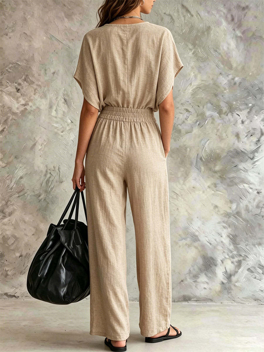 Women's Art Comfortable Casual Stylish Top And Pants Cotton Linen Two-piece Set