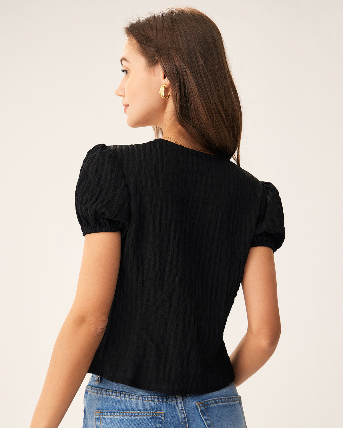Jacquard Lace Button Blouse