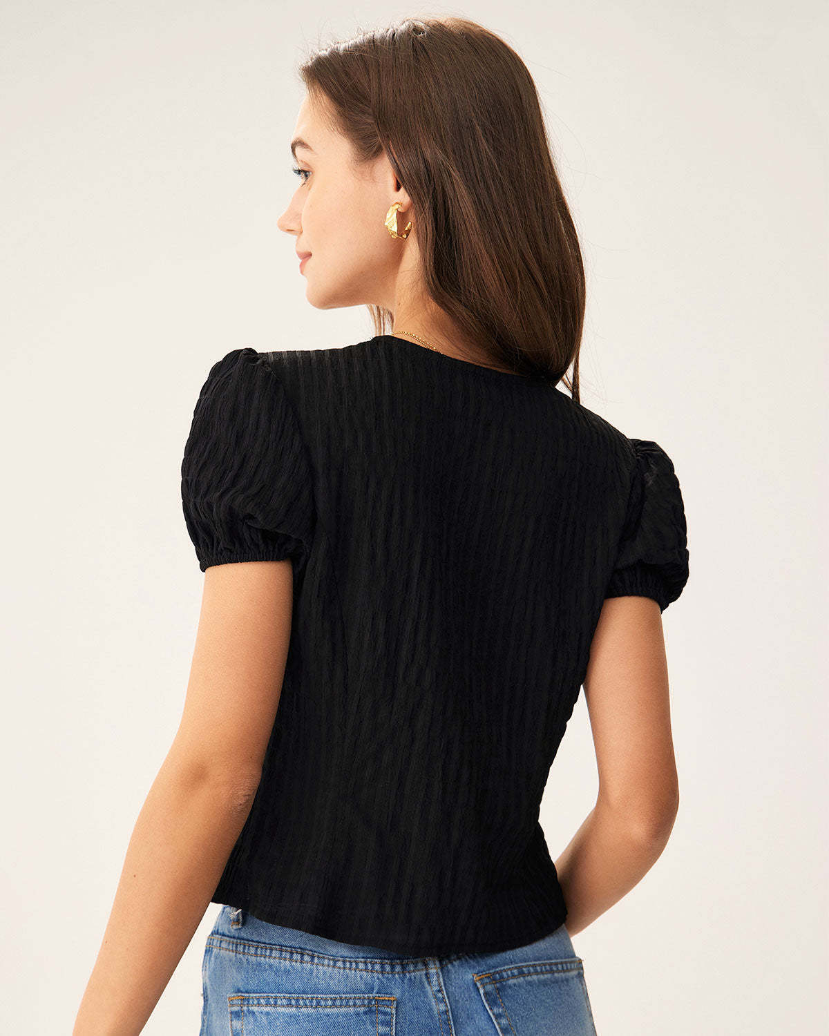 Jacquard Lace Button Blouse