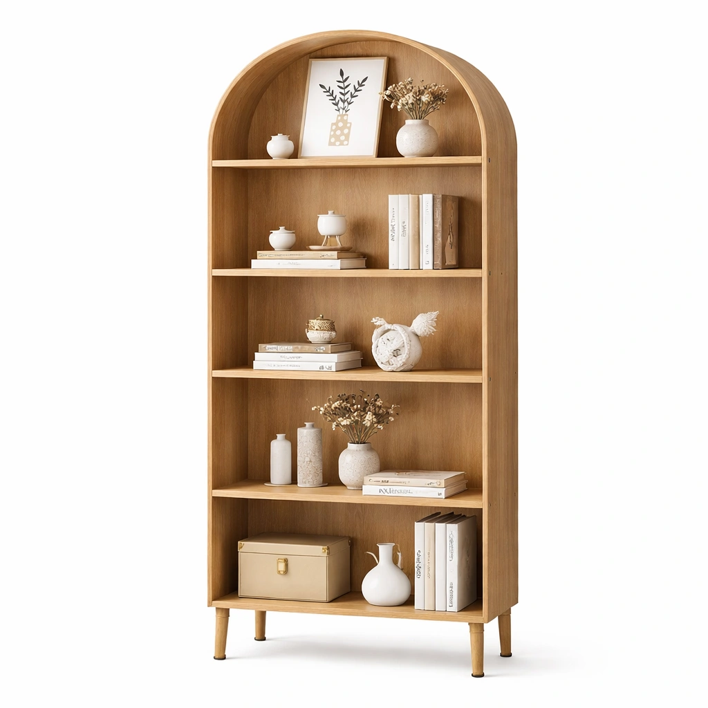 Bibliothque bois arche design naturel-rovalenix