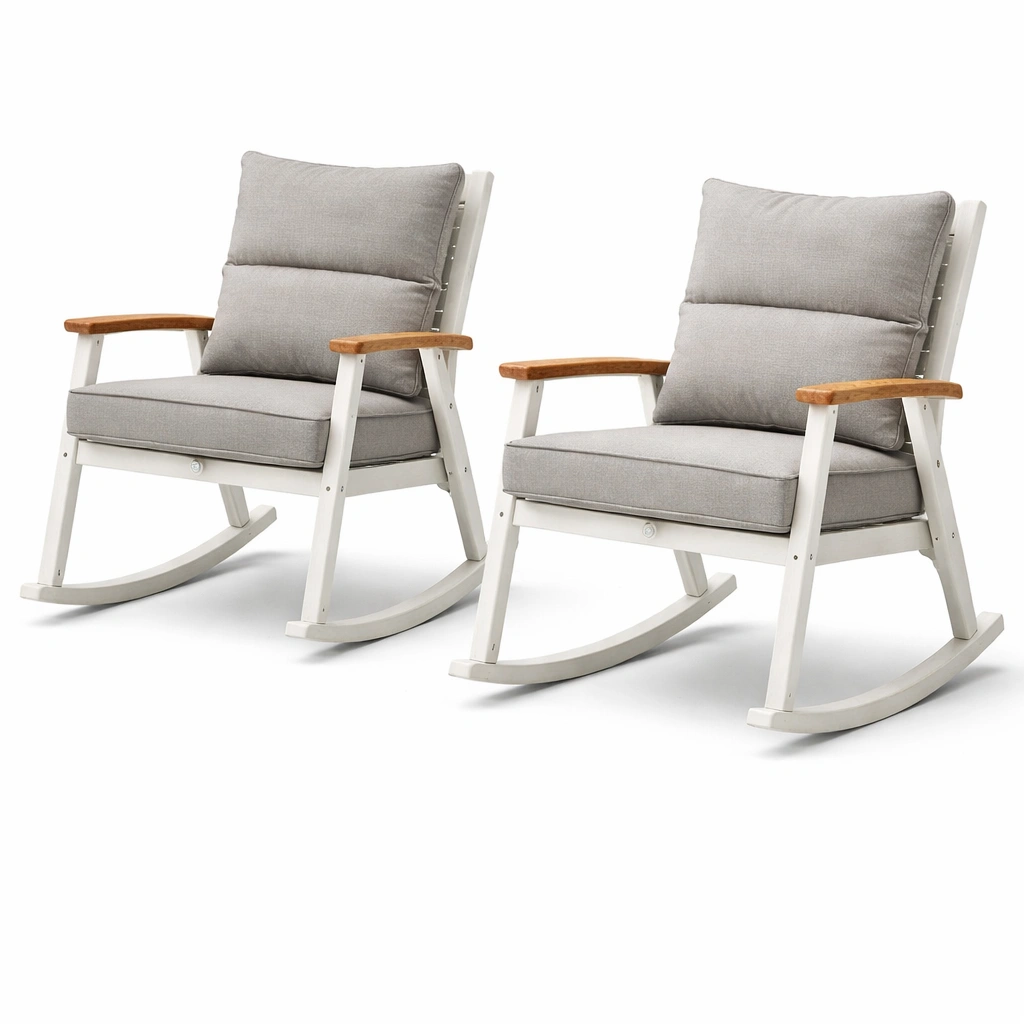 Chaise  bascule extrieure bois et tissu rembourr-rovalenix