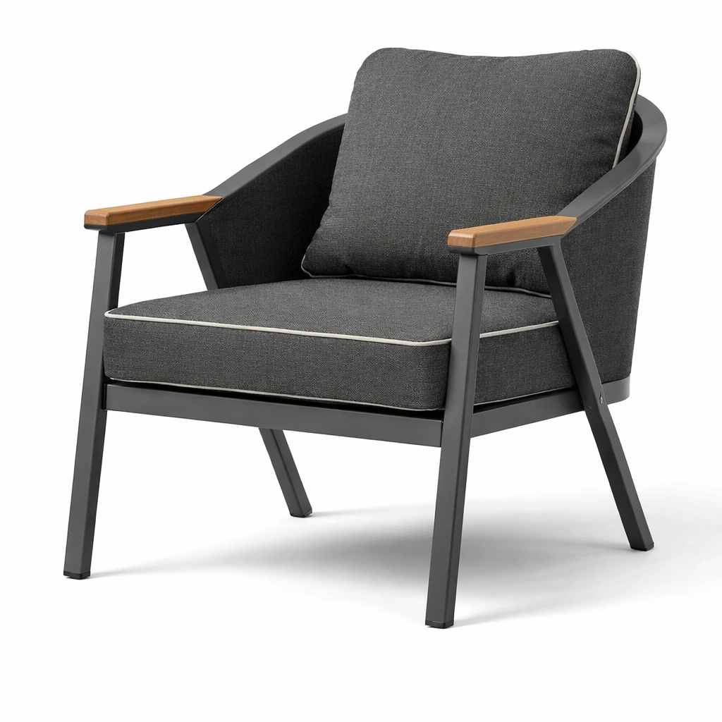 Fauteuil mtal et tissu rembourr design moderne-rovalenix
