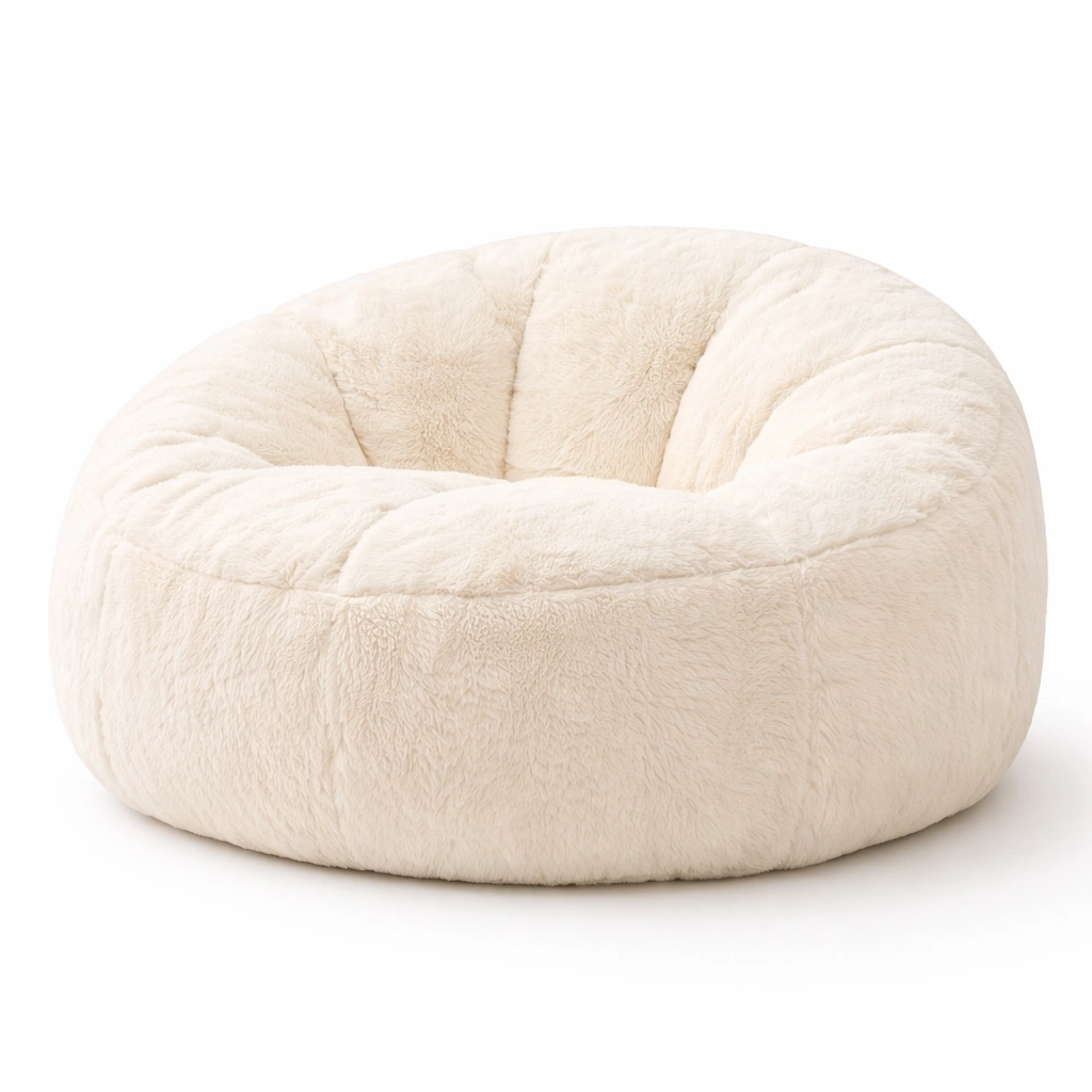 Fauteuil rond peluche doux style cocooning-rovalenix