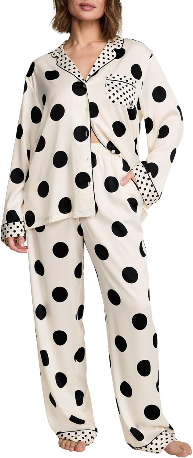 Victoria's Secret Satin Pajama Set, Long Sleeve Button Down Shirt & Pants, Sleepwear for Women (XS-XXL)