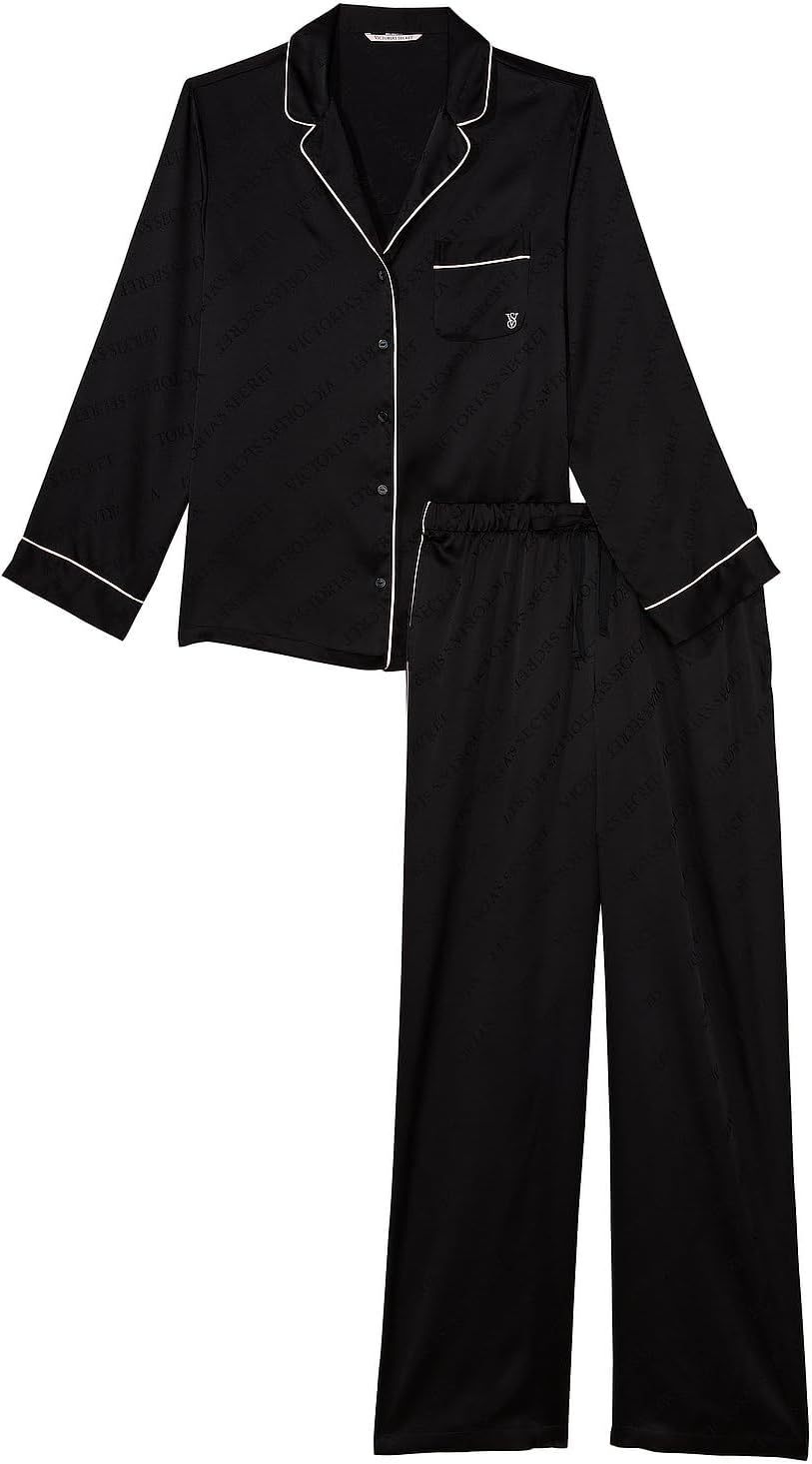 Victoria's Secret Satin Pajama Set, Long Sleeve Button Down Shirt & Pants, Sleepwear for Women (XS-XXL)