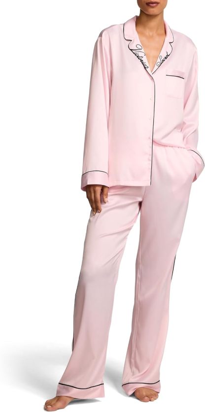 Victoria's Secret Satin Pajama Set, Long Sleeve Button Down Shirt & Pants, Sleepwear for Women (XS-XXL)
