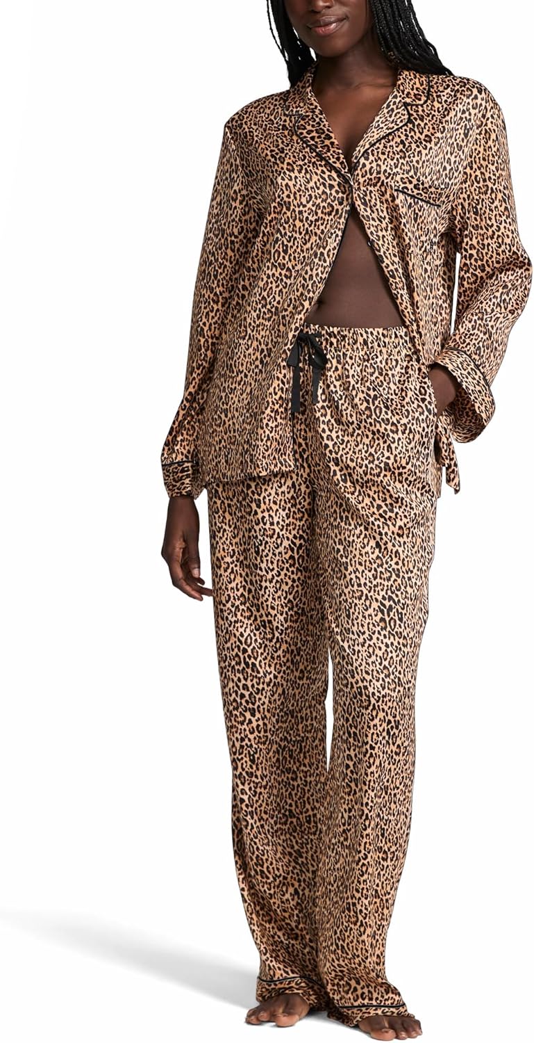Victoria's Secret Satin Pajama Set, Long Sleeve Button Down Shirt & Pants, Sleepwear for Women (XS-XXL)