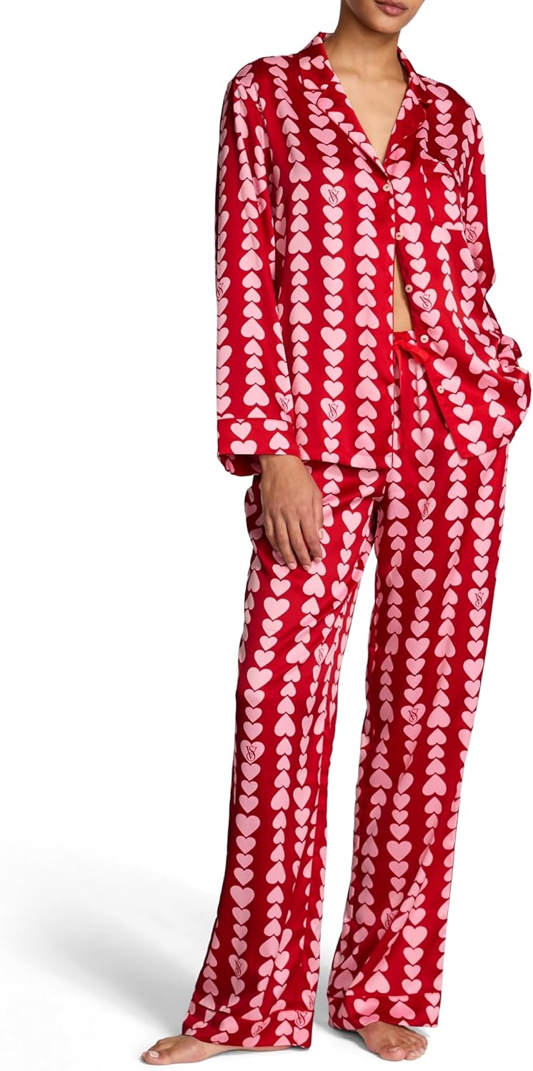 Victoria's Secret Satin Pajama Set, Long Sleeve Button Down Shirt & Pants, Sleepwear for Women (XS-XXL)
