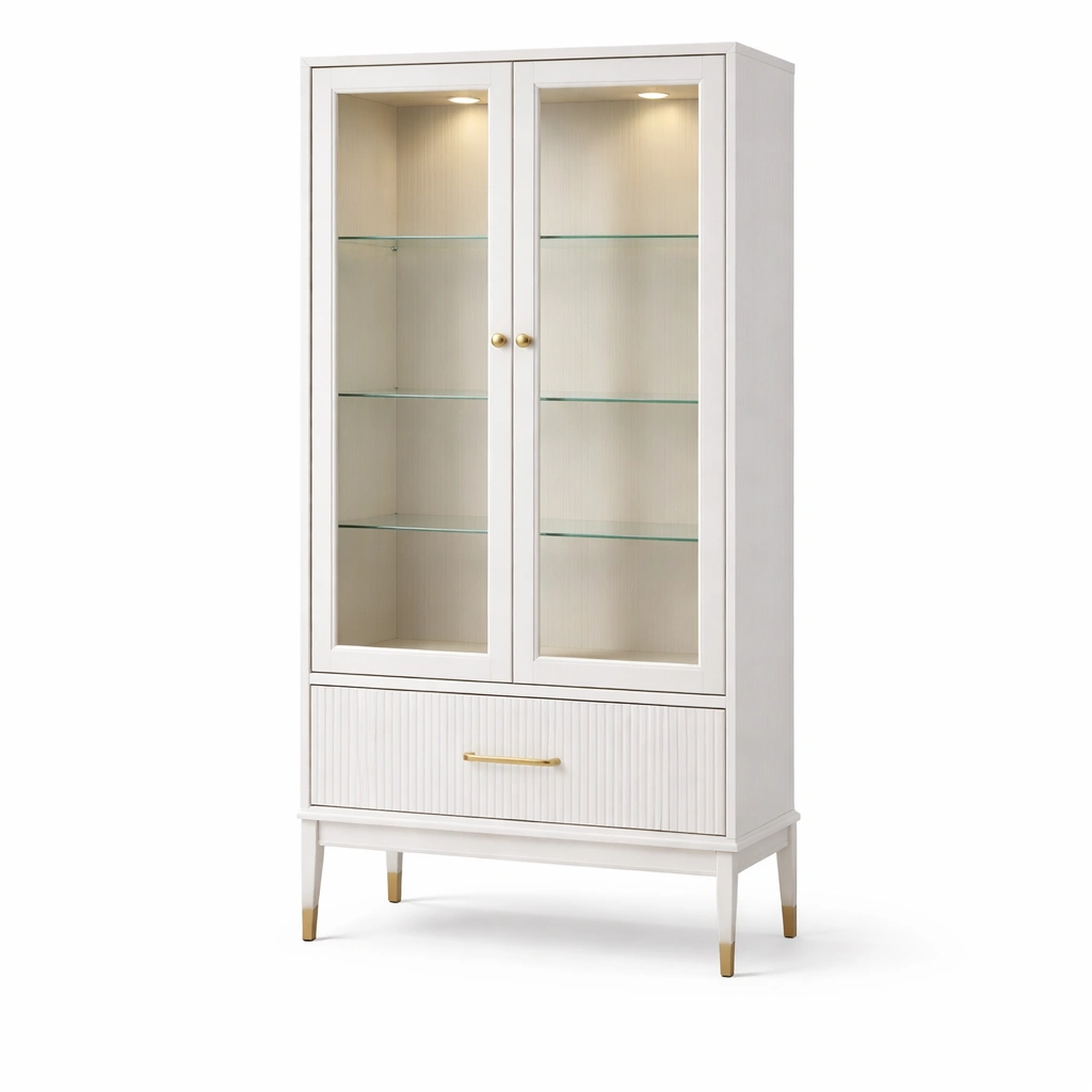 Armoire vitrine blanche lgante