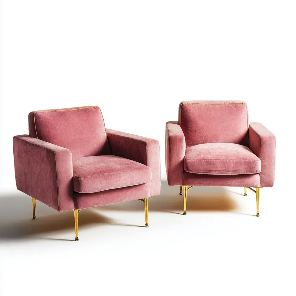Sillones tapizados en terciopelo 80x85x75 cm - Rosa - Estilo contemporáneo-Delylahaus