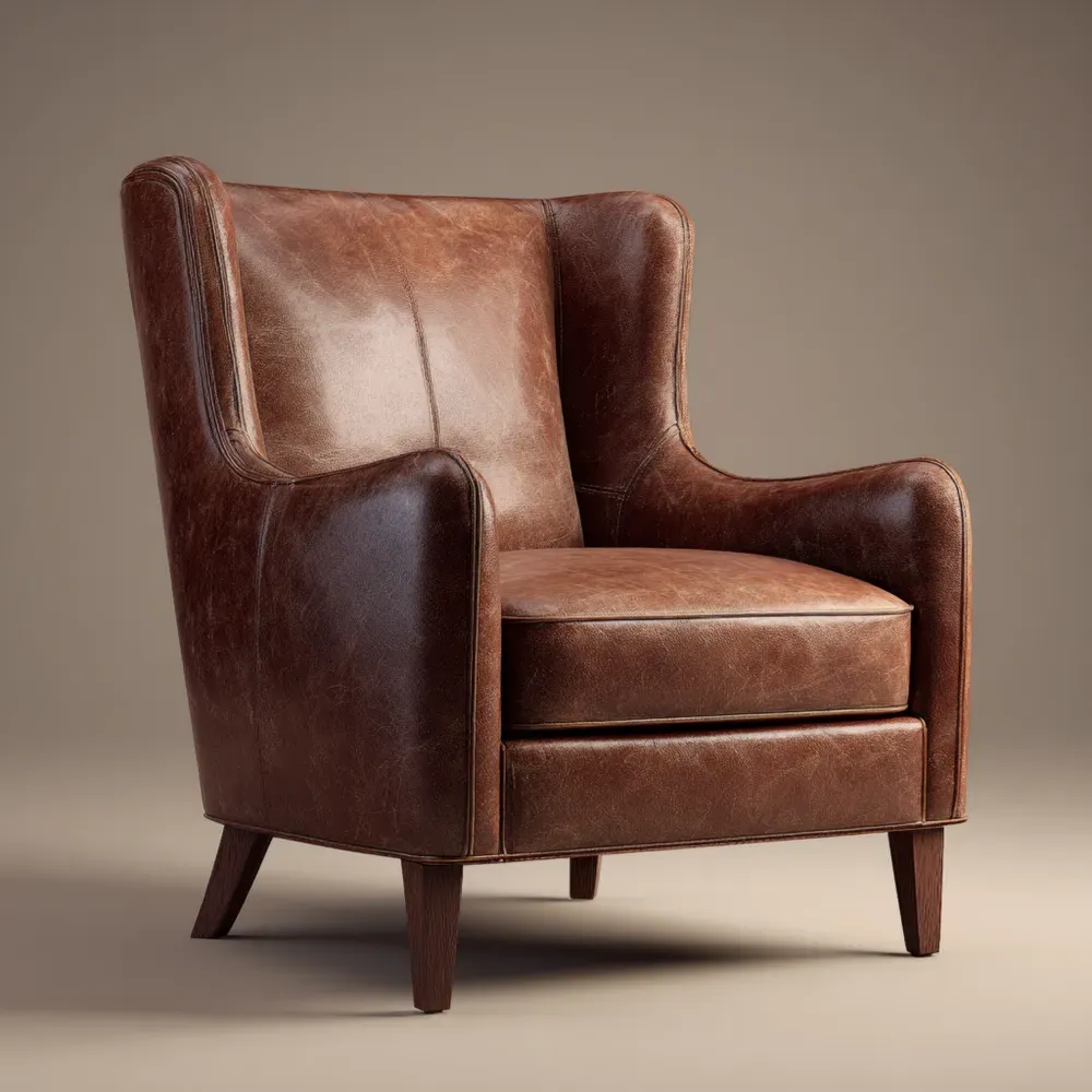 Sillón de Cuero 90x85x100 cm - Marrón - Diseño Clásico-Delylahaus