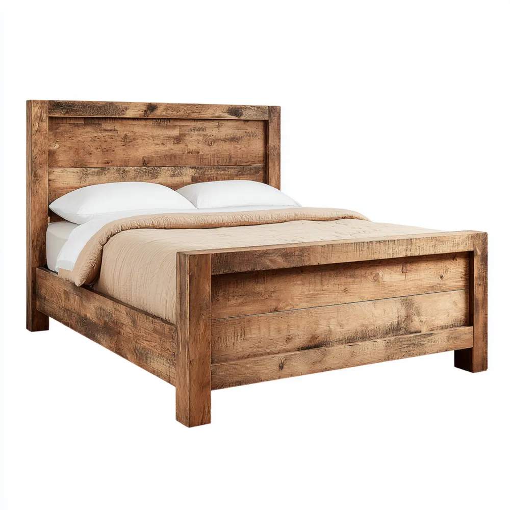 Cama Doble Madera Maciza 200x160x100 cm – Marrón Rústico-Delylahaus