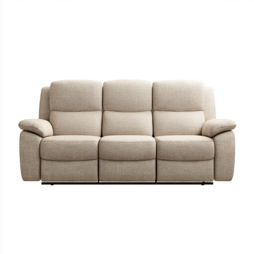 Sofá de 3 plazas 200x100x90 cm - Tela - Beige - Diseño Contemporáneo-Delylahaus